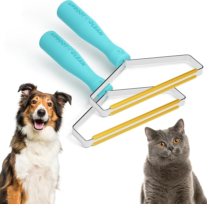 Uproot Cleaner Pro Pet Hair Removal Tool -2 Pack-Special Dog Hair Remover Multi Fabric Edge and Carpet Rake by Uproot Clean-Cat Fur Remover for Couch, Pet Towers, Rugs, Cat Mats and Trunks &amp; Much More