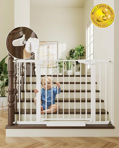 Cumbor 29.7-46" Baby Gate for Stairs, Toddler Safety Essentials for The House, Auto Close Dog Gate for Doorways, Mom&