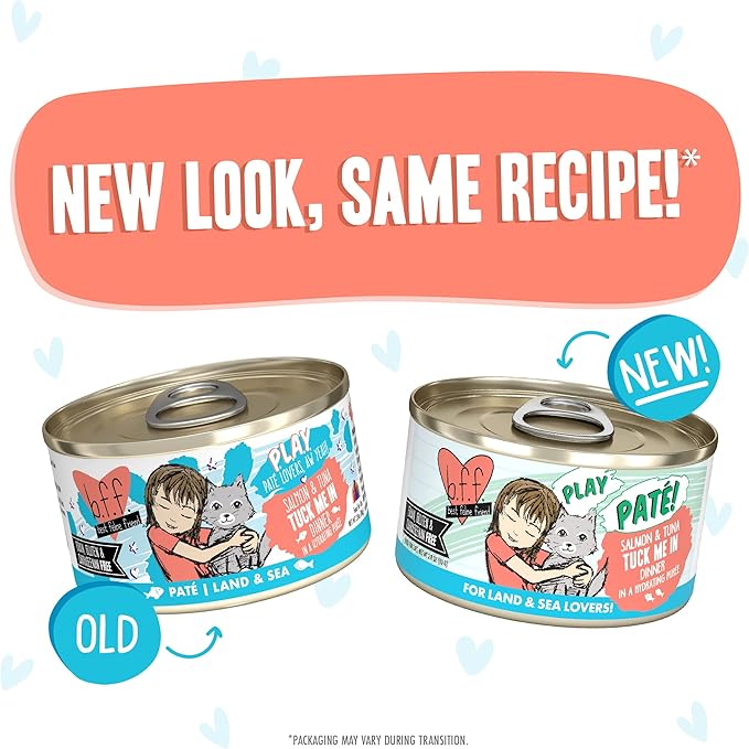 Weruva B.F.F. Play - Best Feline Friend Paté Lovers, Aw Yeah!, Salmon &amp; Tuna Tuck Me in with Salmon &amp; Tuna, 2.8oz Can (Pack of 12)