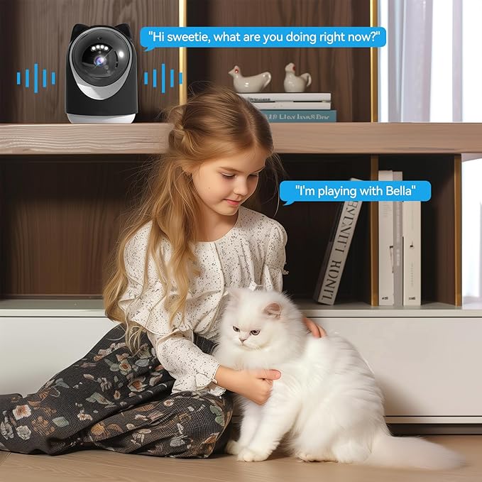 Security Camera Indoor,Wi-Fi &amp;Two-Way Audio,Indoor Camera for Home,Baby/Dog/Cat/Pet Camera with Phone App,Night Vision,Motion Tracking, Compatible with Alexa (Black)