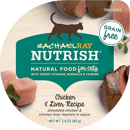 Nutrish Rachael Ray Grain Free Wet Cat Food, Chicken &amp; Liver Recipe, 2.8 oz. Cup, 24 Count
