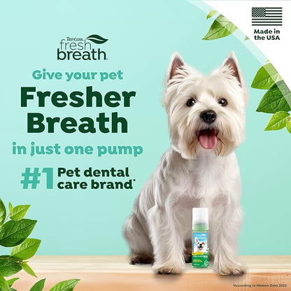 TropiClean Fresh Breath Dental Foam Spray for Dogs &amp; Cats | Quick Breath Freshener and Teeth Cleaning Solution | Made in The USA | 4.5oz.