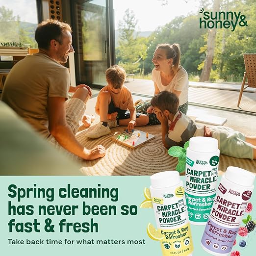 Sunny &amp; Honey Carpet Deodorizer Powder - 20 Oz, Spring Mint - Odor Eliminator &amp; Rug Freshener Powder for Pets &amp; Kids