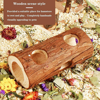 Natural Wooden Hamster Tunnels &amp; Hideouts – Chew-Safe Birch Trunk Tubes for Dwarf Hamsters, Gerbils, Mice – Cage Accessories, Exercise Toy, Forest-Themed Small Pet Habitat