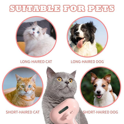 3-in-1 Steam Brush for Cats &amp; Dogs – Hair Removal Comb with One-Click Release &amp; Water Spray – Grooming Brush for Shedding, Long/Short Hair