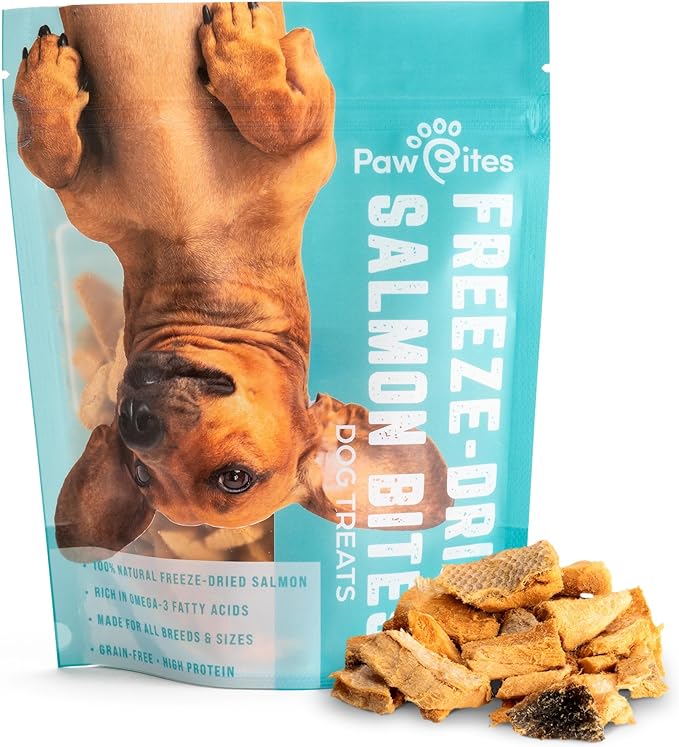 Freeze Dried Dog Treats - Wild Caught Salmon - Dog Food Dry Snacks - with Protein &amp; Omega 3s - for All Breeds &amp; Sizes - No Artificial Flavors &amp; Dyes, No Preservatives - 1 Pouch, 4 oz