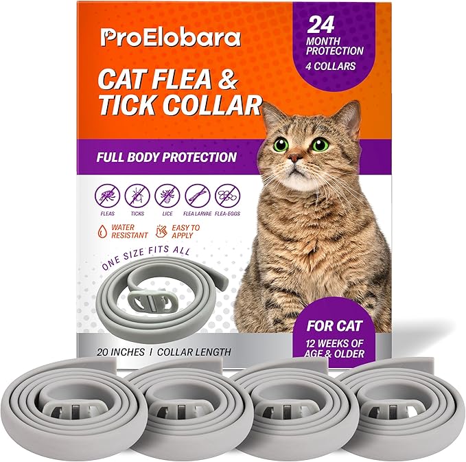 Flea and Tick Prevention Collars for Cats: Effective Pet Flea &amp; Tick Treatment for Cats - Waterproof Adjustable Flea Tick Collars for Large &amp; Small Cat, Outdoor Fleas Ticks Control for Kittens 4 Pack