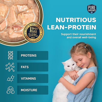 Wet Cat Food Canned Mackerel Cutlets in Gravy, Every Catch is Mercury Tested, Moist Can Fish for Cats, Grain-Free, Protein, Non-GMO, Pack of 12