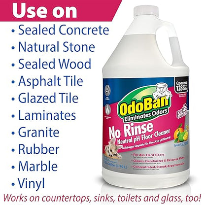 OdoBan Pet Solutions No Rinse Neutral pH Floor Cleaner Concentrate, Made in the USA, Splash O&