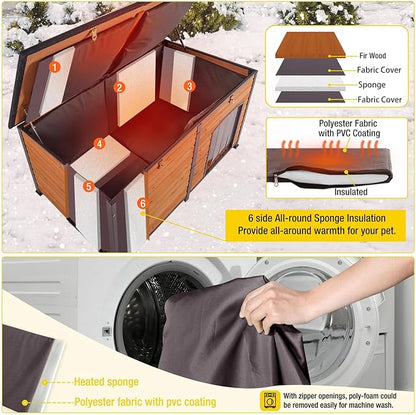 Aivituvin 59" Large Dog House 100% Insulated Dog Kennel with Liner for Winter,Waterpoof for Outdoor &amp; Indoor Use.