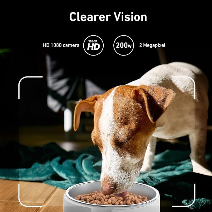 Automatic Dog &amp; Cat Feeder with Camera &amp; WiFi – 8L/34 Cups, 1080P Night Vision, 2.4 &amp; 5G WiFi, 2-Way Talk, 10s Voice Recording, Timed Food Dispenser, Up to 99 Portions, 15 Meals Per Day