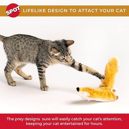 SPOT Flippin’ Skinneeez Fox - Interactive Cat Toy with Catnip - Touch Activated Flopping, Wiggling, Moving Toy for Cats and Kittens, USB Rechargeable, Washable, Large Size for Cats to Hug and Kick