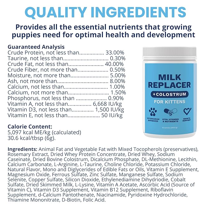 Under the Weather Kitten Milk Replacer Powder + Colostrum | Kitten Milk Replacement Formula | Nutrient-Rich Formula with Colostrum for Immune &amp; Digestive Support – 12 oz