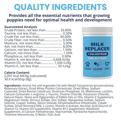 Under the Weather Kitten Milk Replacer Powder + Colostrum | Kitten Milk Replacement Formula | Nutrient-Rich Formula with Colostrum for Immune &amp; Digestive Support – 12 oz