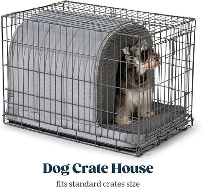 Orthopedic Dog Bed House - Dog House Indoor with Egg-Crate Foam - Tent Bed with Waterproof Lining &amp; Nonskid Bottom, Ideal for Small Breeds &amp; Fits 24-Inch Crate - 23"x16", Charcoal