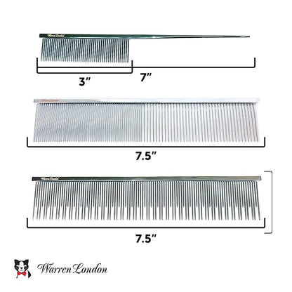 Warren London Cool Cat Comb | 7.5 inches of Copper Strength | Rounded Tips Comfort Durability | Fine/Coarse Greyhound Style Deshedding Dematting