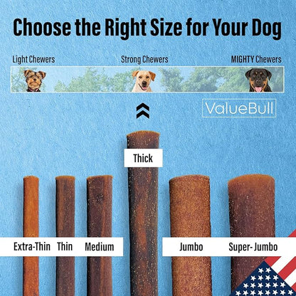 ValueBull USA Collagen Sticks for Dogs, 6 Inch Thick Chews, Natural Long-Lasting Dog Treats, 200 Count Bulk Pack - Promotes Joint, Skin &amp; Coat Health with Glucosamine and Chondroitin