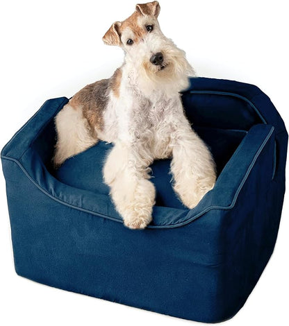 Snoozer Lookout I Car Seat - Dog Car Seats for Small Dogs, Puppy Booster Bed for Small &amp; Medium Sized Pets Up to 25 Lbs, Elevated, Washable - Medium, Sapphire