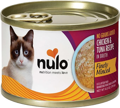 Nulo Finely Minced Chicken &amp; Tuna Flavor Wet Canned Cat Food, 6.0 Ounce (Pack of 8)