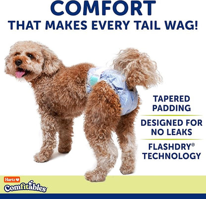 New! Hartz® Comfitables® Disposable Dog Diapers, Size Small 12 Count, Comfortable &amp; Secure Fit, Easy to Put On, Super Absorbent Male and Female Diaper