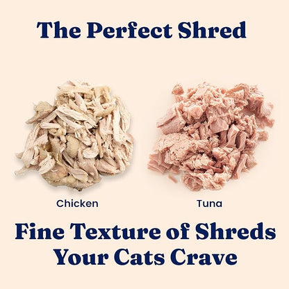 Solid Gold Wet Cat Food Shreds in Gravy - Healthy Canned Cat Food Made w/Real Chicken &amp; Tuna Shreds, Vitamins &amp; Minerals - Grain Free &amp; Gluten Free Canned Meals for Cats &amp; Kittens - 24ct/3oz Can