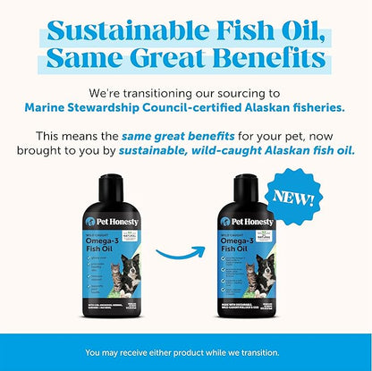 Omega 3 Fish Oil Supplement for Dogs &amp; Cats (16oz), Wild Caught Omega 3 Fish Oil for Skin and Coat Health, Supports Shedding, Skin &amp; Coat, Immunity, Joint, Brain &amp; Heart, EPA + DHA