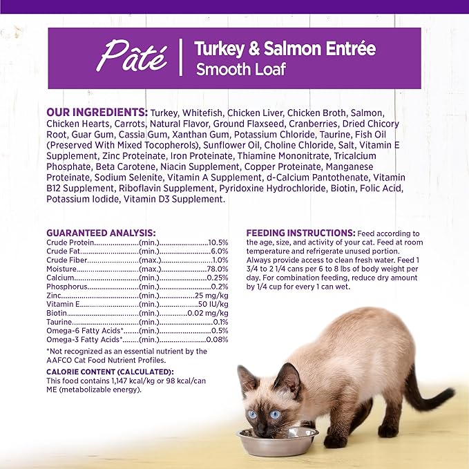 Wellness Complete Health Pate Adult Wet Cat Food, Natural, Protein-Rich, Grain Free, 3 Ounce, 24 Pack, (Turkey &amp; Salmon)