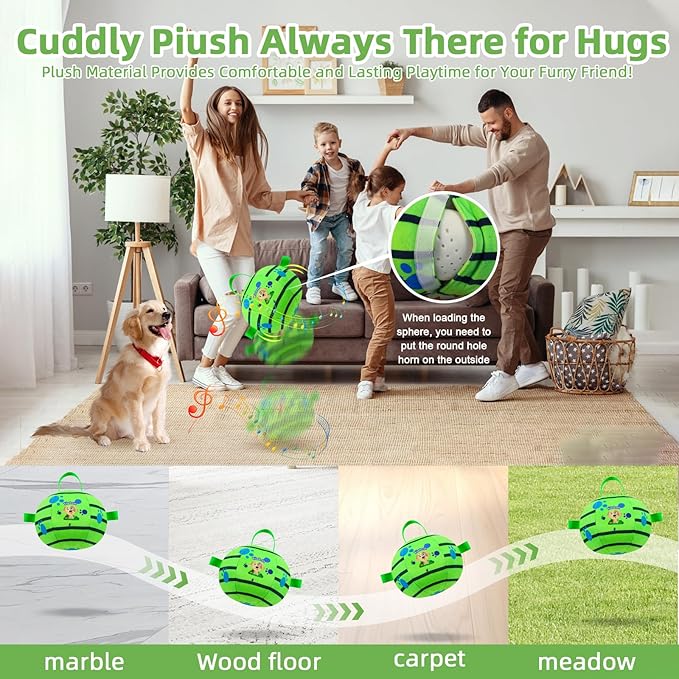 Interactive Dog Toys,Remote Control Dog Balls with Jumping, Rolling &amp; Moving Functions - Includes a Vibrating Dog Ball and Durable Chew Fabric for Safe Play (7.1")