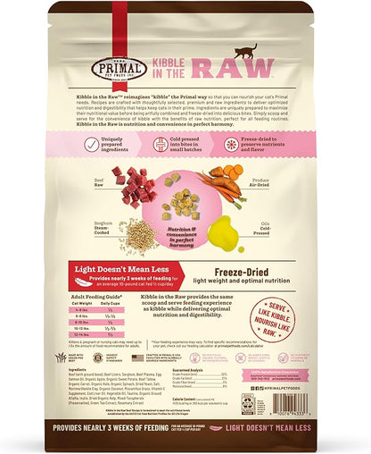 Primal Kibble in The Raw, Freeze Dried Cat Food, Beef, Scoop &amp; Serve, Made with Raw Protein, Whole Ingredient Nutrition, Crafted in The USA, Dry Cat Food, 24 Ounce (1.5 lb) Bag