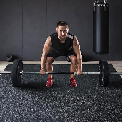 VEVOR 0.56 Inch Thick Gym Floor Tiles, 6 Tiles Rubber Top with EVA Foam, 25" x 25" Gym Flooring Workout Mats with 25 sq.ft Coverage, Interlocking Puzzle Gym Mats for Gym, Home, Garage, Black &amp; White