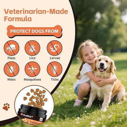 Flea and Tick Prevention for Dogs – 200 Soft Chews - Dog Flea and Tick Treatment &amp; Oral Flea Pills – Skin &amp; Coat Health - Made in USA - for Small, Medium, Large Dogs