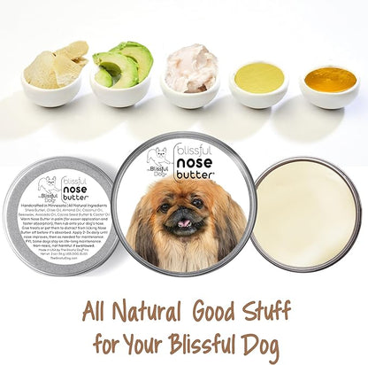 The Blissful Dog Pekingese Nose Butter for Dry, Cracked Skin, Lick-Safe Dog Nose Balm with Moisturizing Shea Butter, Almond, Olive, and Essential Oils, Pet Supplies, Uncented, 8 oz.
