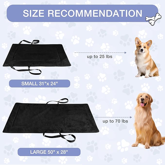 Kritter Planet Waterproof Foldable Dog Bed Pad for Camping &amp; Travel, Portable Roll-Up Dog Bed Car Seat Pet Cushion Mat with Handles for Small &amp; Medium Dogs, Indoor &amp; Outdoor Use