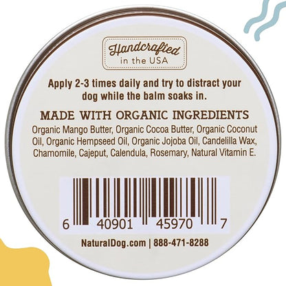 Natural Dog Company Paw Soother Balm &amp; Wax for Dogs 4 oz Tin – Organic Moisturizing Relief for Dry, Cracked Paws, Lick - Safe–Repairs &amp; Heals–Protects Against Extreme Weather – Coconut Oil &amp; Vitamin E