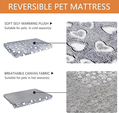 VANKEAN Dog Crate Mat Reversible Cool and Warm, Stylish Dog Bed for Crate with Waterproof Inner Linings and Removable Machine Washable Cover, Firm Support Dog Pad for Small to XX-Large Dogs, Grey