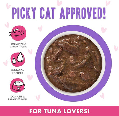 Weruva B.F.OMG - Best Feline Friend Oh My Gravy!, Tuna &amp; Beef Baby Cakes with Tuna &amp; Beef in Gravy Cat Food, 3oz Pouch (Pack of 12), Purple (0152)