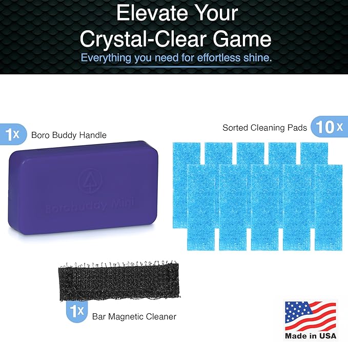 SNOWTREE Magnetic Glass Cleaner BoroBuddy | Glass Pieces, Bottles, Vases | Compact Design for Tighter Spaces &amp; Smaller Glass Pieces | Double Sided | Purple