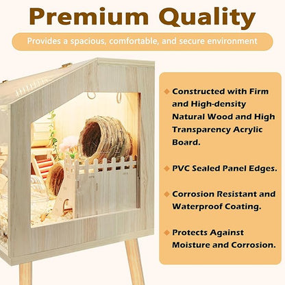 Prolee Hamster Cage with Legs, Guinea Pig Cages Chew Proof, Hamster House, Hamster Cages and Habitats, 32" L x 16" W x 40" H
