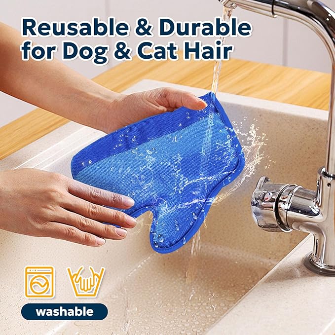 Pet Hair Removal Glove - Electrostatic Gloves for Pet Hair, Portable &amp; Reusable Dog &amp; Cat Fur Remover Tool for Couch, Clothes, Furniture, Carpet, and Car Seats,1 PCS