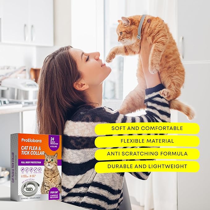Flea and Tick Prevention Collars for Cats: Effective Pet Flea &amp; Tick Treatment for Cats - Waterproof Adjustable Flea Tick Collars for Large &amp; Small Cat, Outdoor Fleas Ticks Control for Kittens 4 Pack