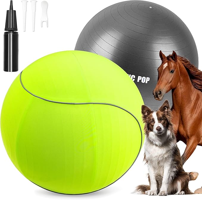 Herding Ball for Dogs &amp; Horses - 25" with Cover Large Green Ball with Pump