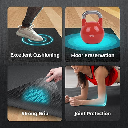Large Exercise Mat for Home Workout,12‘x6’/10&