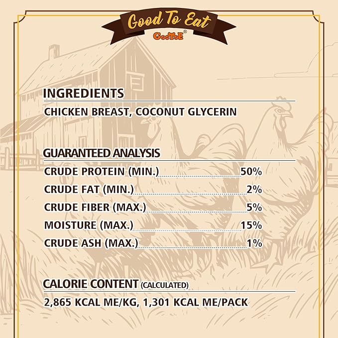 Gootoe Chicken Breast Jerky Dog Treats 1 lb, All Natural, Grain-Free, High-Protein, Low Fat, Healthy &amp; Easily Digestible