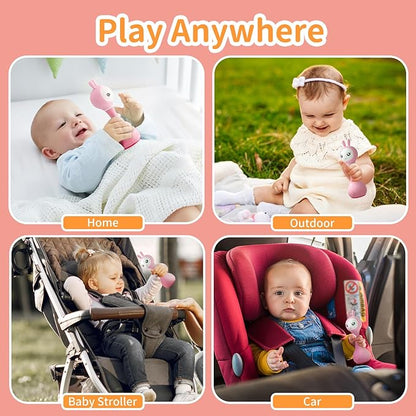 alilo Smarty Bunny Baby Rattle Musical Light Up Toys, Infants Newborns Baby Toys 0-3-6-12-18-24 Months,1 Year Old Boy Girl Gifts, 4 Music Modes and Color Recognition Function with 9 Color Card