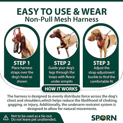 Sporn No Pull Dog Harness for Small-Sized Dogs - Red Mesh, Heavy Duty Nylon, Breathable, Lightweight, Adjustable, Padded, Soft &amp; Easy, Anti-Pull &amp; Anti-Rub Body Halter, Small Dog Harness for Puppies
