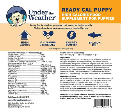 Under the Weather Pet | Ready Cal for Puppies 80cc | High Calorie Puppy Nutritional Supplement | Puppy Weight Gainer and High Calorie Booster | 10 Vitamins, 7 Minerals &amp; Omega Fatty Acids
