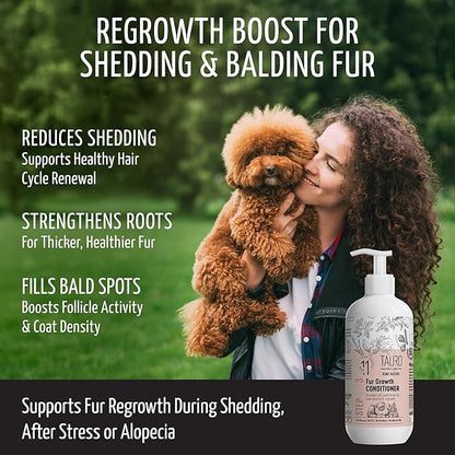 Tauro Pro Line Deshedding Dog Conditioner Detangler, Natural Pet Conditioner for Dogs &amp; Cat Coat Regrowth, Perfect for Poodles &amp; Other Breeds (Fur Growth - 13.5 Fl Oz)
