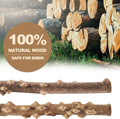 6-Piece Bird Perch Set - Natural Wood Grape Sticks, Paw Grinding Forks, Bird Stand &amp; Toys for Parakeets, Cockatiels, Conure, Budgies