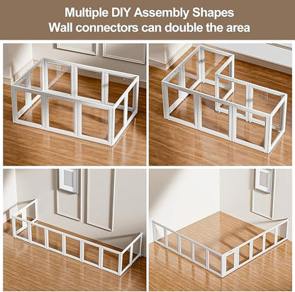 Clear Acrylic Dog Playpen Transparent Dog Playpen Indoor, Easy Assemble Clear Pet Pen for Puppy Bunny Cat Pig, Sturdy &amp; Easy Cleaning Plastic Dog Puppy Fence (30" H, 10PCS)