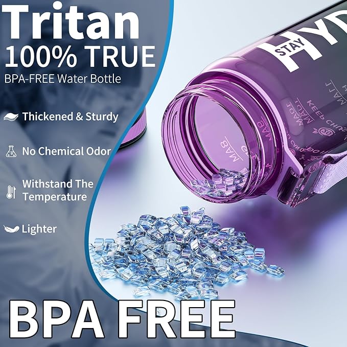Water Bottle, 32 oz Motivational Water Bottles with Time Marker-Tritan &amp; BPA Free, Sports Water Bottle with Time to Drink &amp; Strap, Wide Mouth, Leakproof -Gift for Christmas Gym Fitness &amp; Outdoor